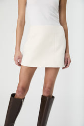 FRENCH CONNECTION TEXTURED BOILED WOOL MINI SKIRT